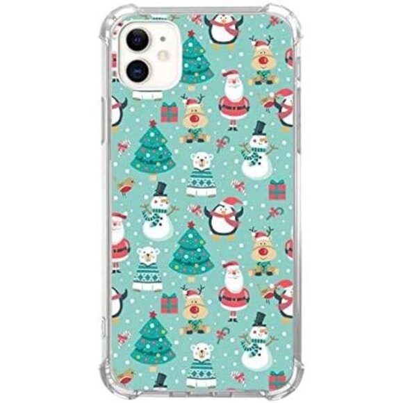 Chic Winter-Themed iPhone 11 Case - Cute Reindeer & Snowmen Design for Girls - Picture 1 of 5